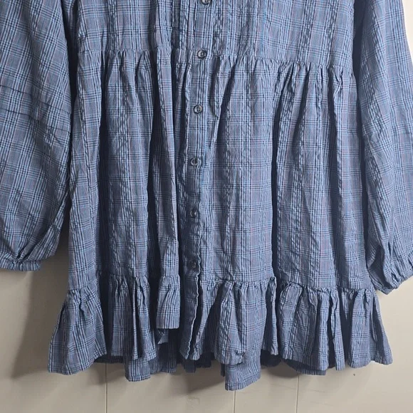 BDG Urban Outfitters Check Collar Long Sleeve Mini Dress Medium - Picture 5 of 13